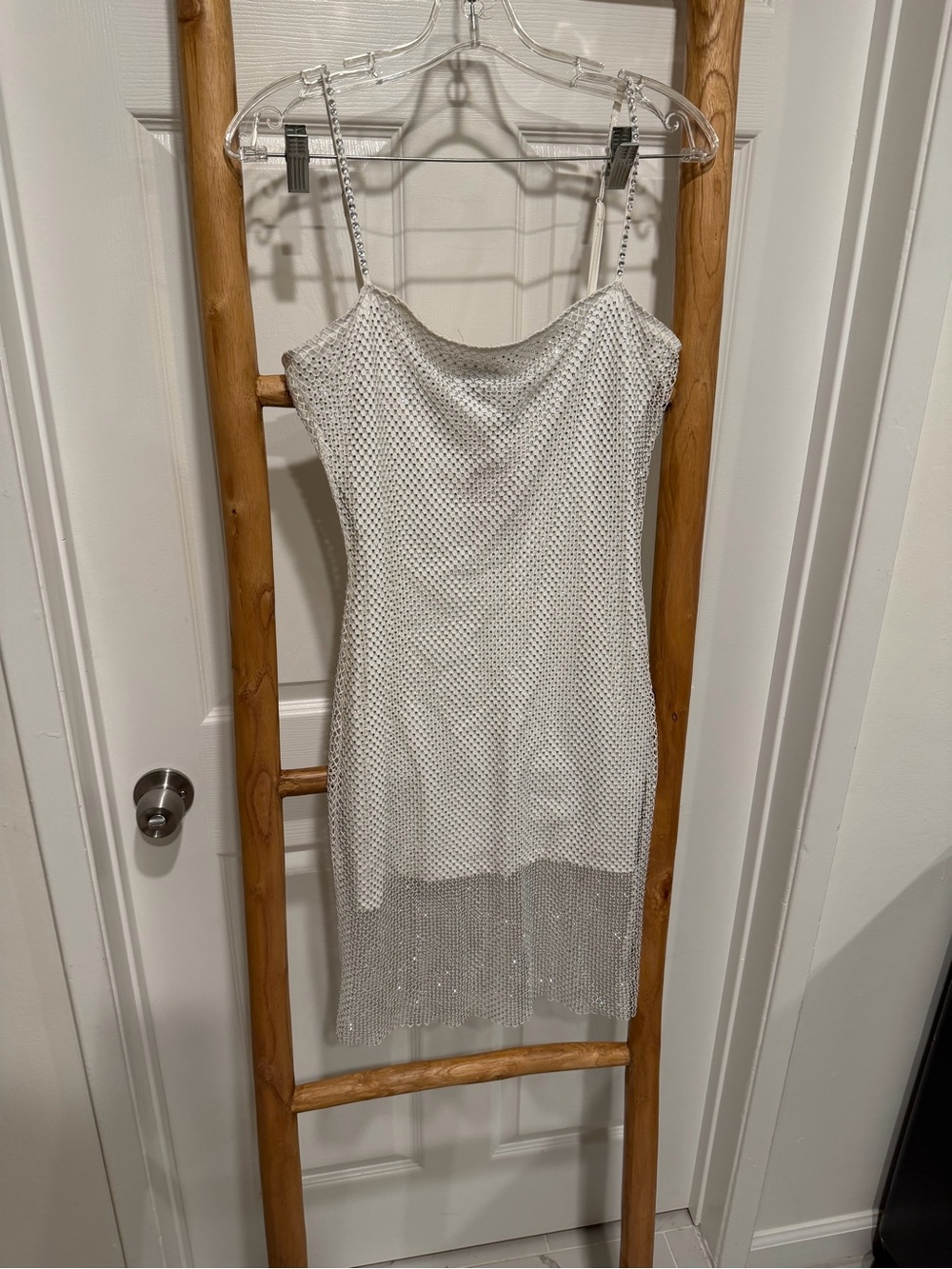 adidas Silver Mesh Mini Dress with Chain Straps